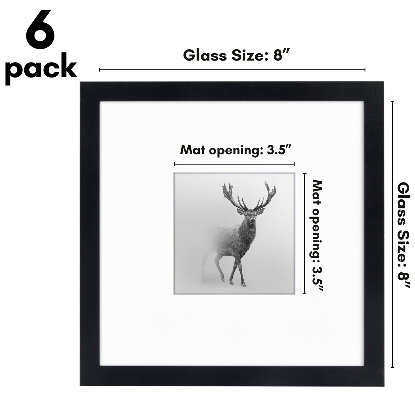 Americanflat 8x8 Square Picture Frames for Grid Gallery - Set of 6 and 9 - 4x4 with Mat or 8x8 without Mat - Square Grid Picture Frames - Shatter Resistant Glass - Hanging Hardware - Includes Easel - Black