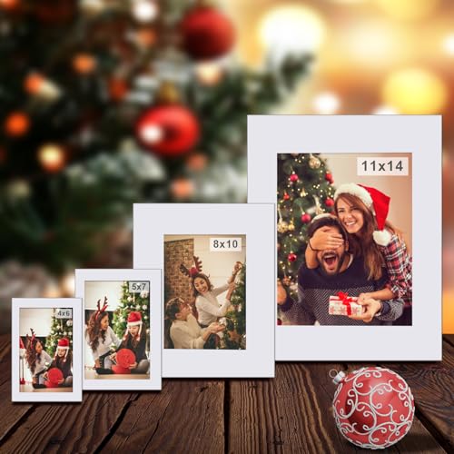 Egofine A5 White Picture Mats Pack of 14, Frame Mattes for 4x6 Pictures, Acid Free, 1.2mm Thickness, with Core Bevel Cut