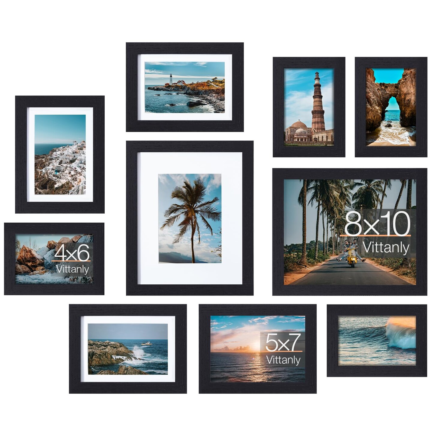 Vittanly 10 Pack Picture Frames Collage Wall Decor, Gallery Wall Frame