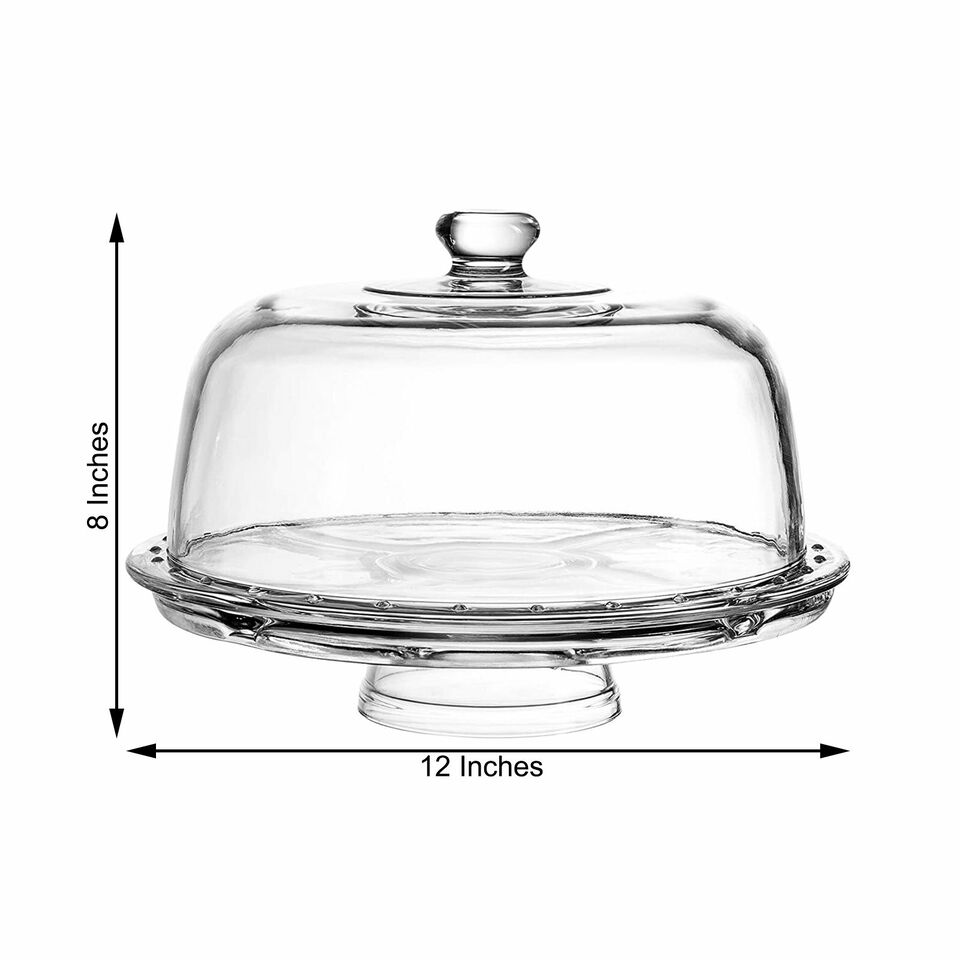 12-Inch Clear Acrylic Cake Stand with 6-in-1 Serving Dome