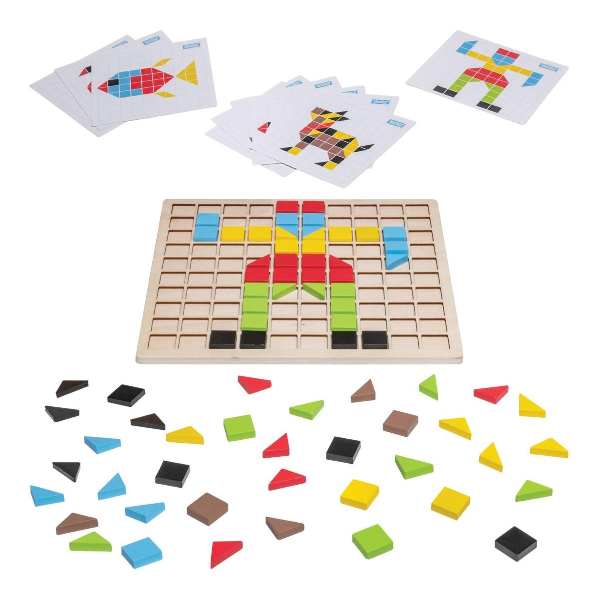 Polydron Wooden Mosaic Set with Grid