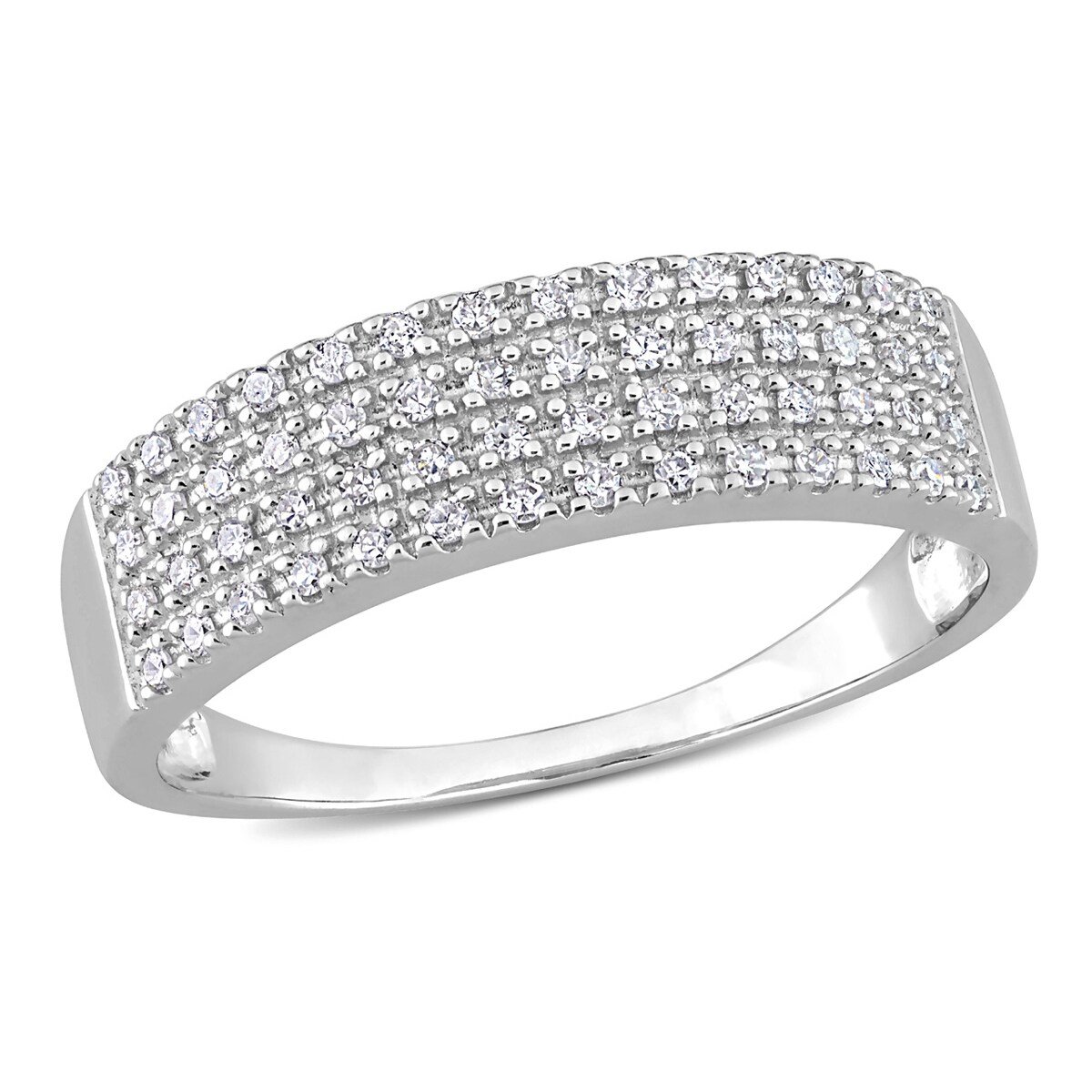 Gem And Harmony 1/5 Carat (ctw) Diamond Pave Anniversary Band Ring in Sterling Silver