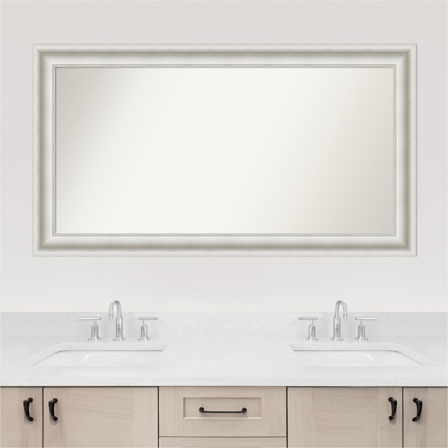Parlor White Non-Beveled Custom Framed Bathroom Vanity Wall Mirror