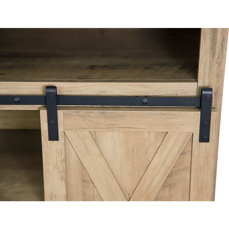 Rustic TV Stand with Sliding Barn Doors | Farmhouse Charm &#x26; Modern Functionality