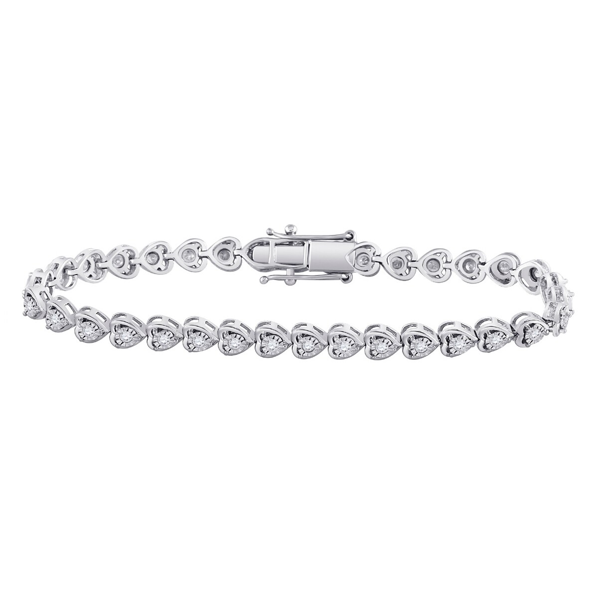 Gem And Harmony 1.00 Carat (ctw G-H I2-3) DiamondLink Heart Bracelet in Sterling Silver