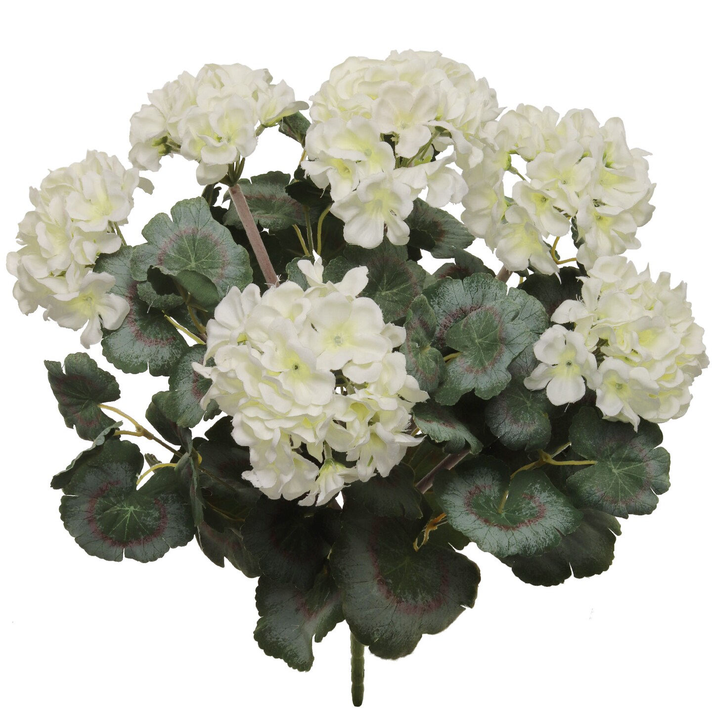 Deluxe UV White Geranium Bush with 7 Silk Flowers &#x26; Leaves by Floral Home&#xAE;
