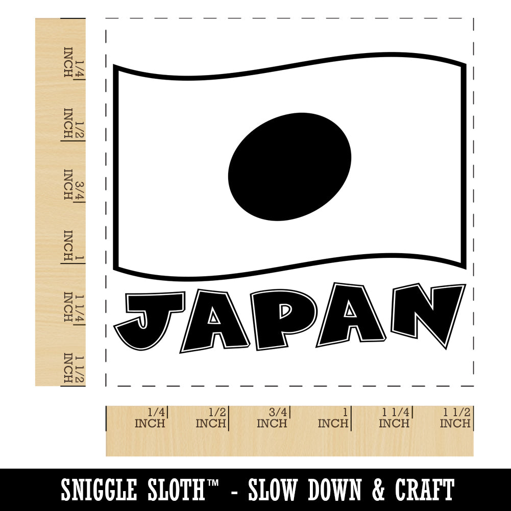 Japan with Waving Flag Cute Self-Inking Rubber Stamp Ink Stamper