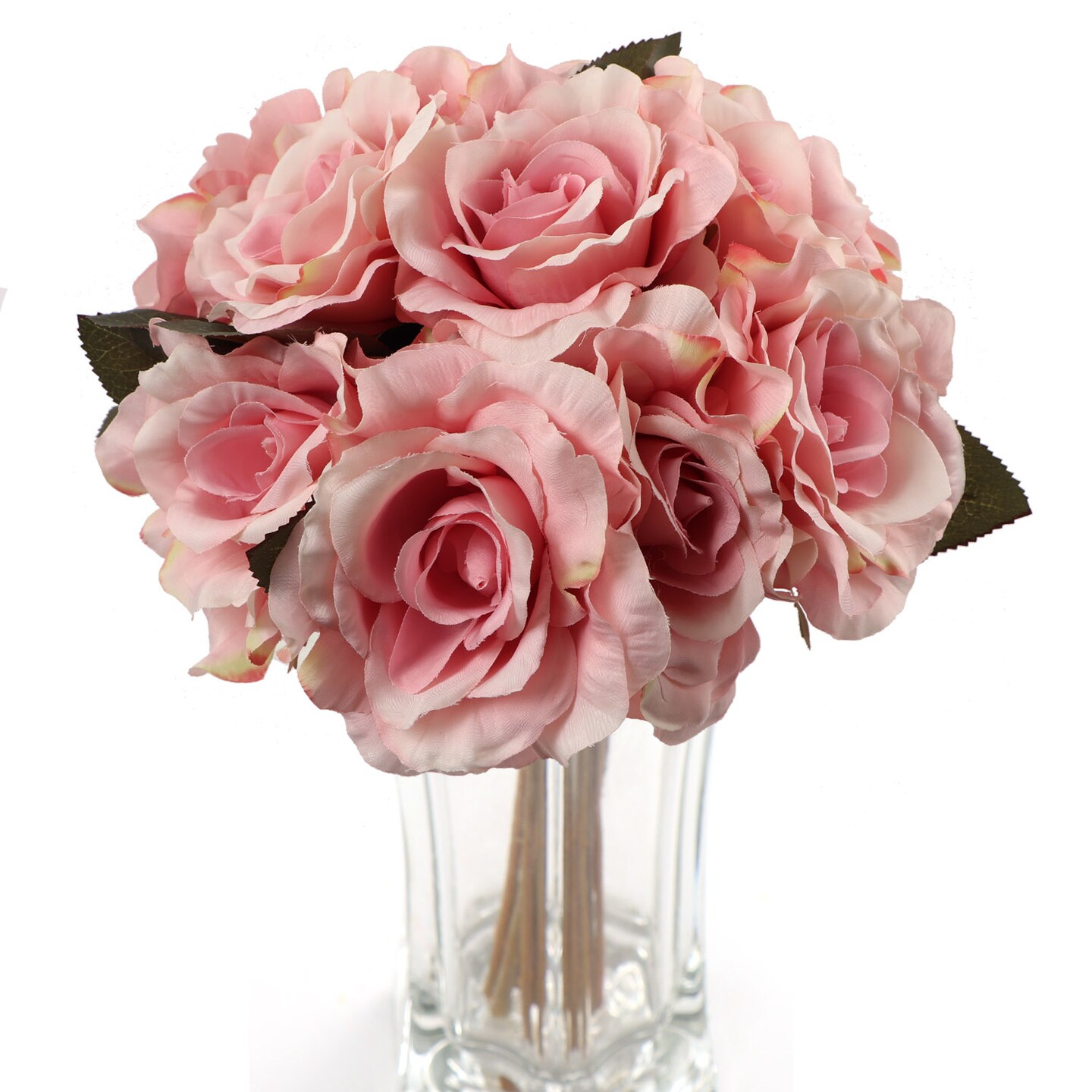 12-Pack: Pink Rose Bouquet with 6 Silk Flowers &#x26; Foliage by Floral Home&#xAE;