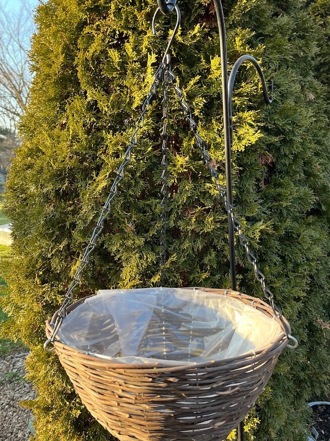 14&#x22; WICKER WOOD Hanging Woven Basket