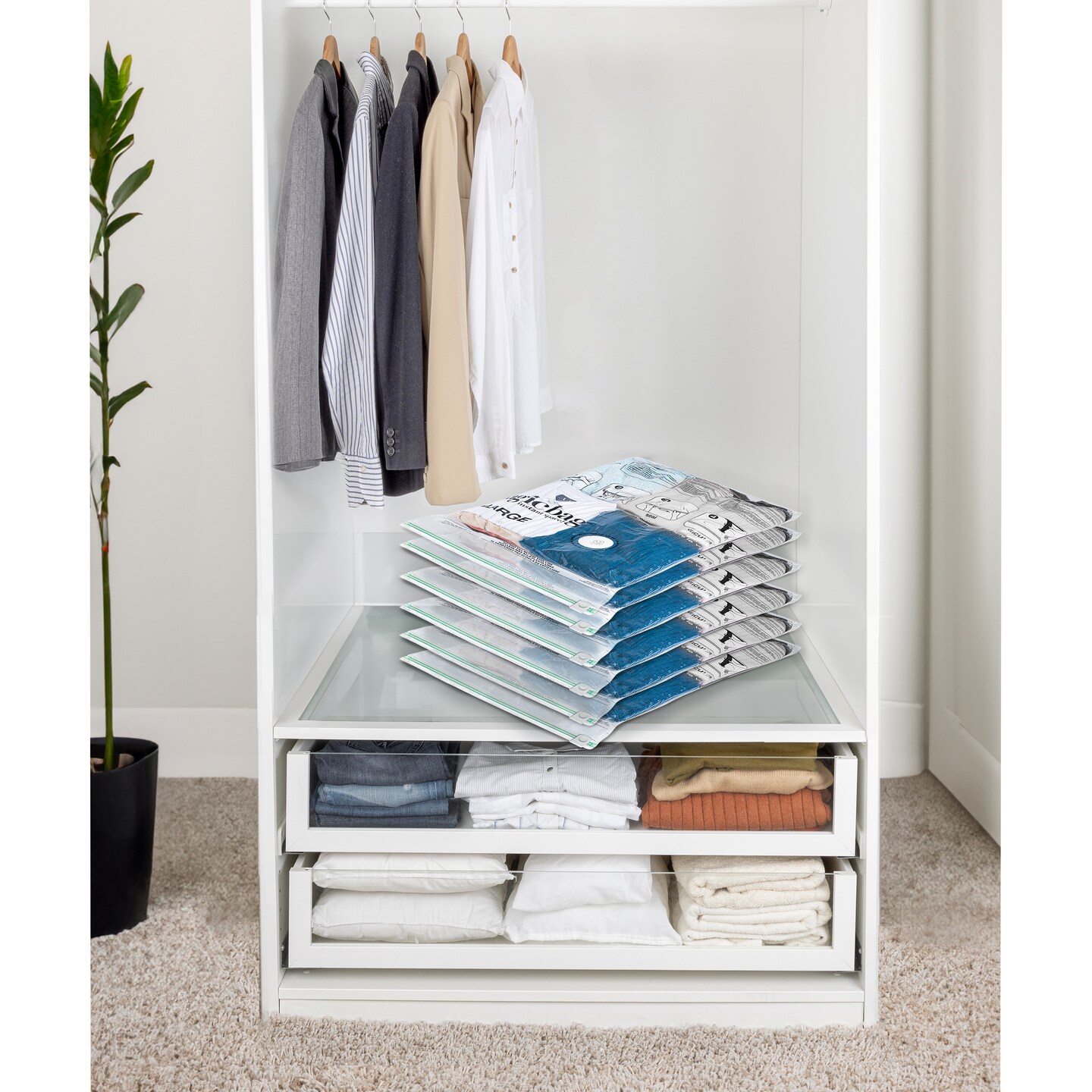 MagicBag Smart Design Set of 6 Instant Space Saver Storage - Flat Large