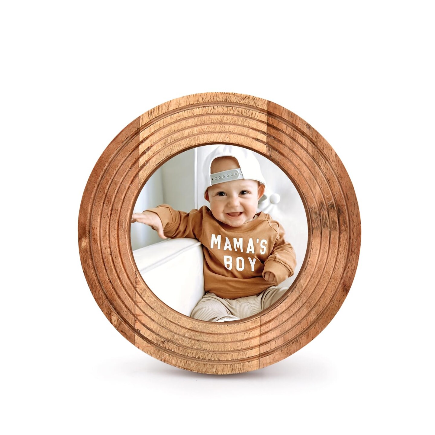Samhita Round Photo Frame Wooden Stylish Picture Frame Home D&#xE9;cor for Tabletop Display, Photo Display Frames. (Photo Size 4&#x22; x 4&#x22;)