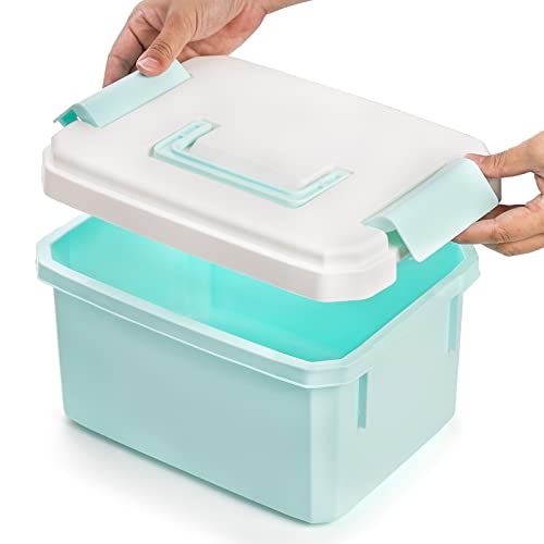 3 Pack Plastic Storage Latch Bin with Lid, 2.5/4.5/8.5 Quart Stackable Plastic Storage Bin Tote Organizing Container with Latches and Folding Handle for Toys, Snacks, Stationary