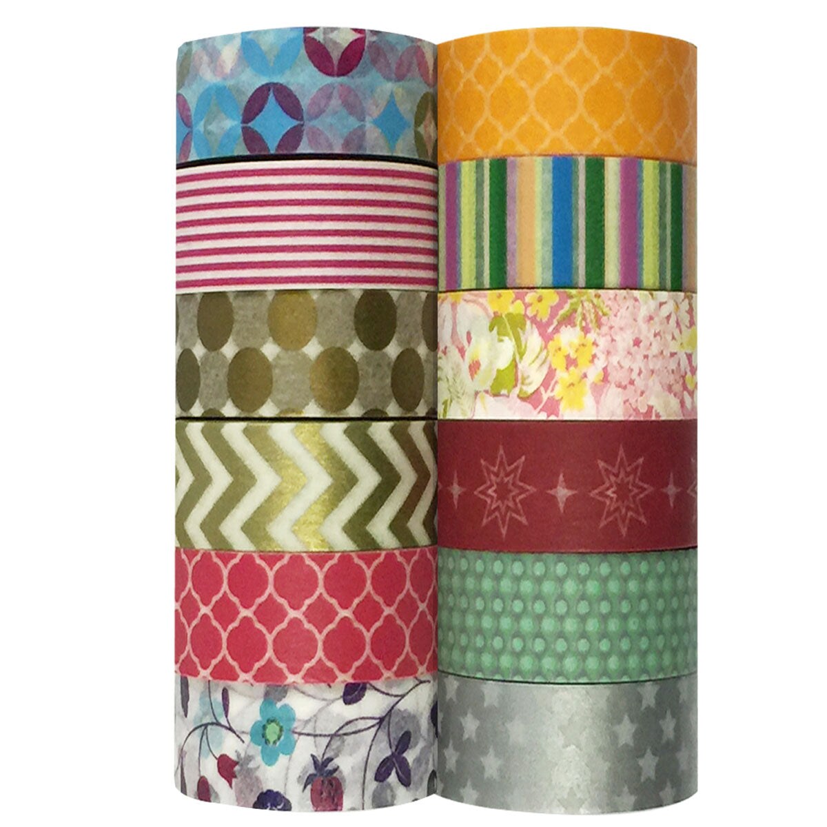 Wrapables Washi Tapes Decorative Masking Tapes, Set of 12, ADSET17