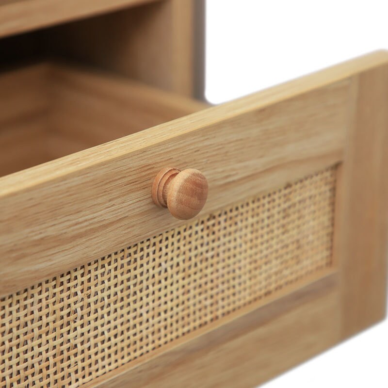 Boho-Chic Rattan Nightstand with Charging Ports | Stay Connected Stylishly