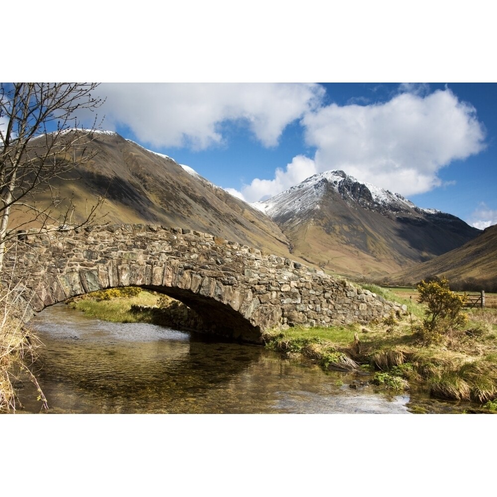 Stone Bridge In Mountain Landscape Lake District Cumbria England United