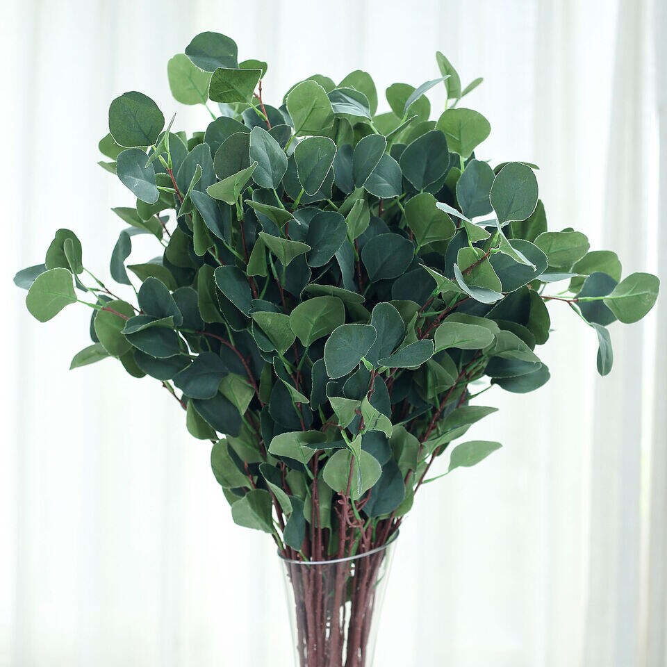 2 pcs 36-Inch tall Green Stems Artificial Eucalyptus Greenery