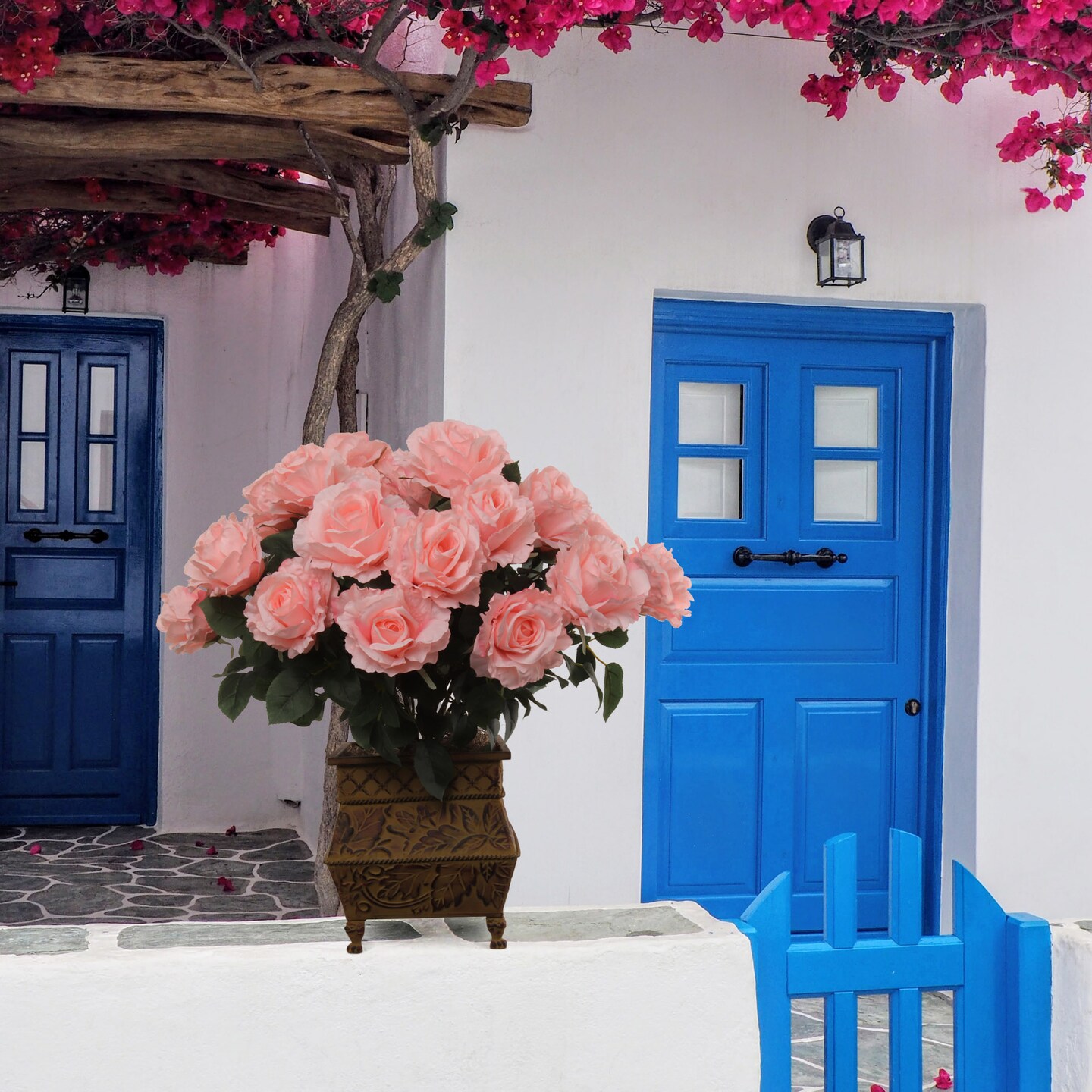 6-Pack: Pink Rose Bush with 7 Lifelike Silk Flowers & Foliage - Perfect for Bouquets, Floral Arrangements & Home Decor - Floral Home by Artificial Flowers