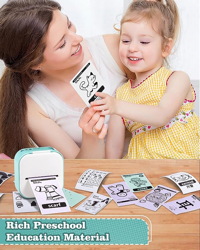 T02 Mini Portable Small Printer with 3 Rolls Paper | Best Sticker Printer Machine For Phone &#x26; Tablet