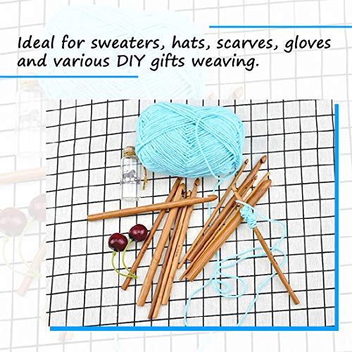 24 Pieces Crochet Hooks Set, 15Pcs 3 to 25 mm Wooden Bamboo Crochet Needle Knitting Hooks with 9Pcs 2 to 10 mm Aluminum 2-10 mm Handle Crochet Hooks for Sweater Hat Scarve Glove Knitted Weaving