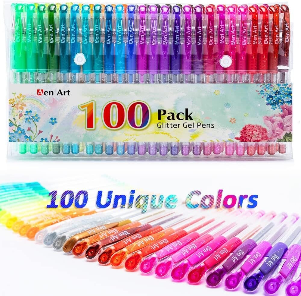 Fine Tip Glitter Gel Pens for Doodling 100 Pieces