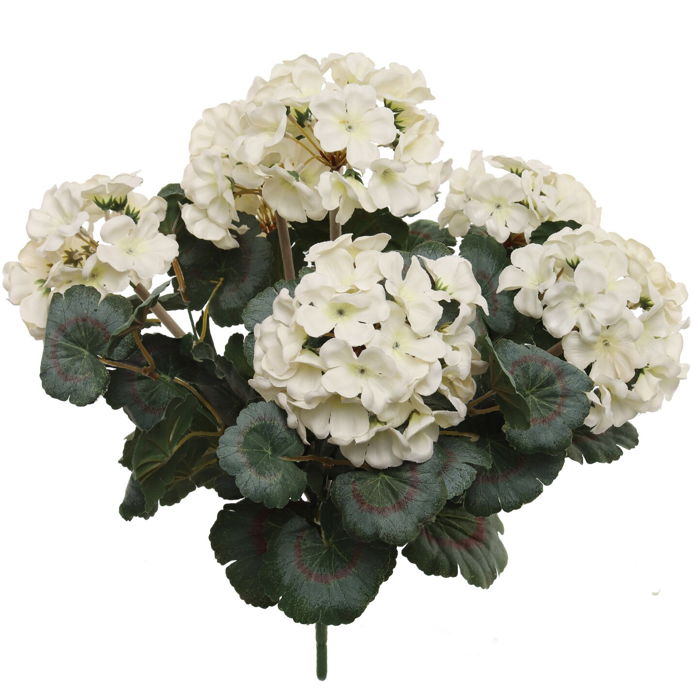 Soft White Geranium Bush 18" Tall | 7 Silk Blooms & Lush Leaves | Floral Home® Year-Round Accent