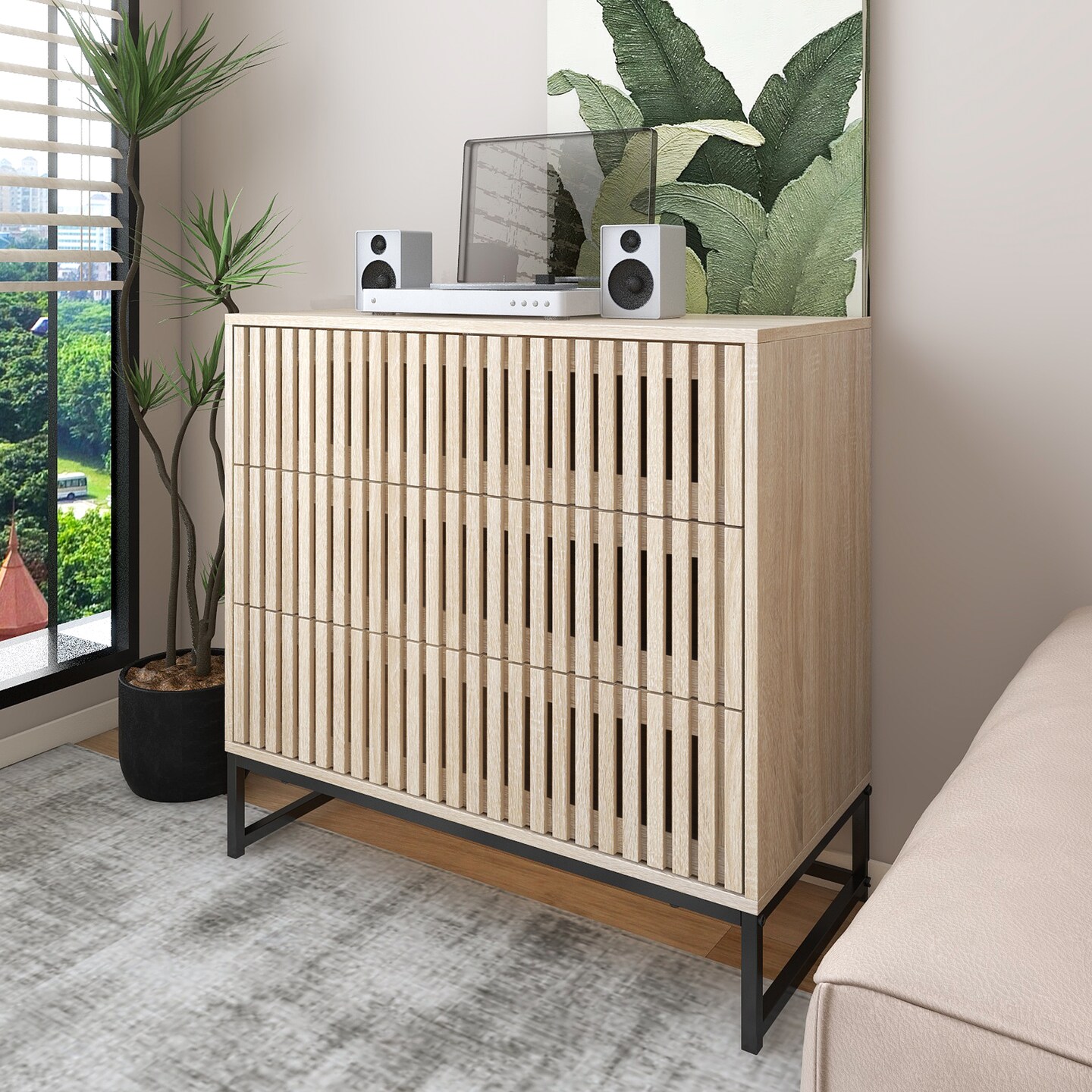 Vertical Storage Cabinet with 3 Drawers - 63.5 | Stylish Storage Solution