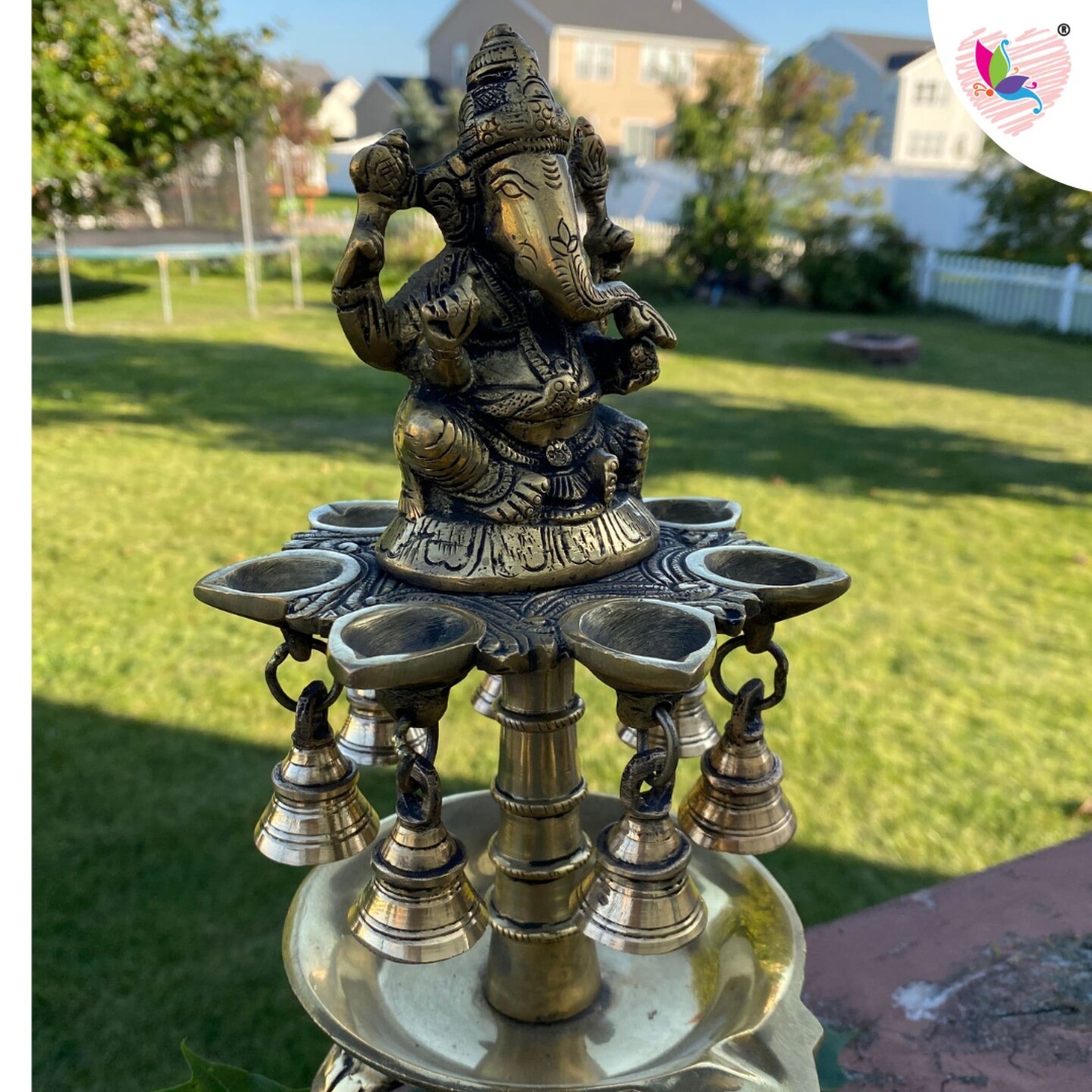 Ganesh Brass Oil Tall Diya, Diya for Home Decor, Samai Diya, Diwali Decor, Brass Oil Diya Lamp, Altar Temple Decor, Brass Oil Lamp, Kathu Vilakku, Pooja Diya