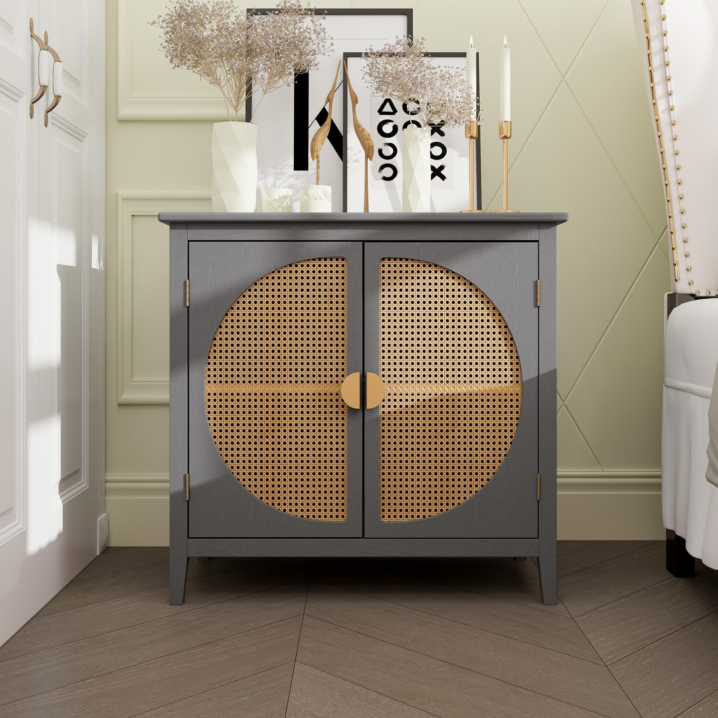 Vintage Rattan 2-Door Cabinet | Elevate Your Space