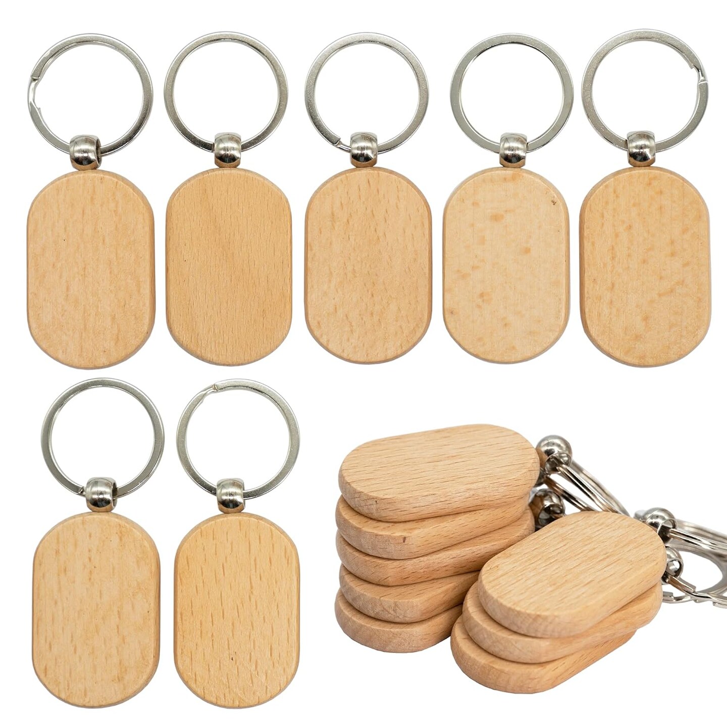 Blank Wooden Key Tag Key Chain Rectangle Wood Engraving Blanks 20 Pack