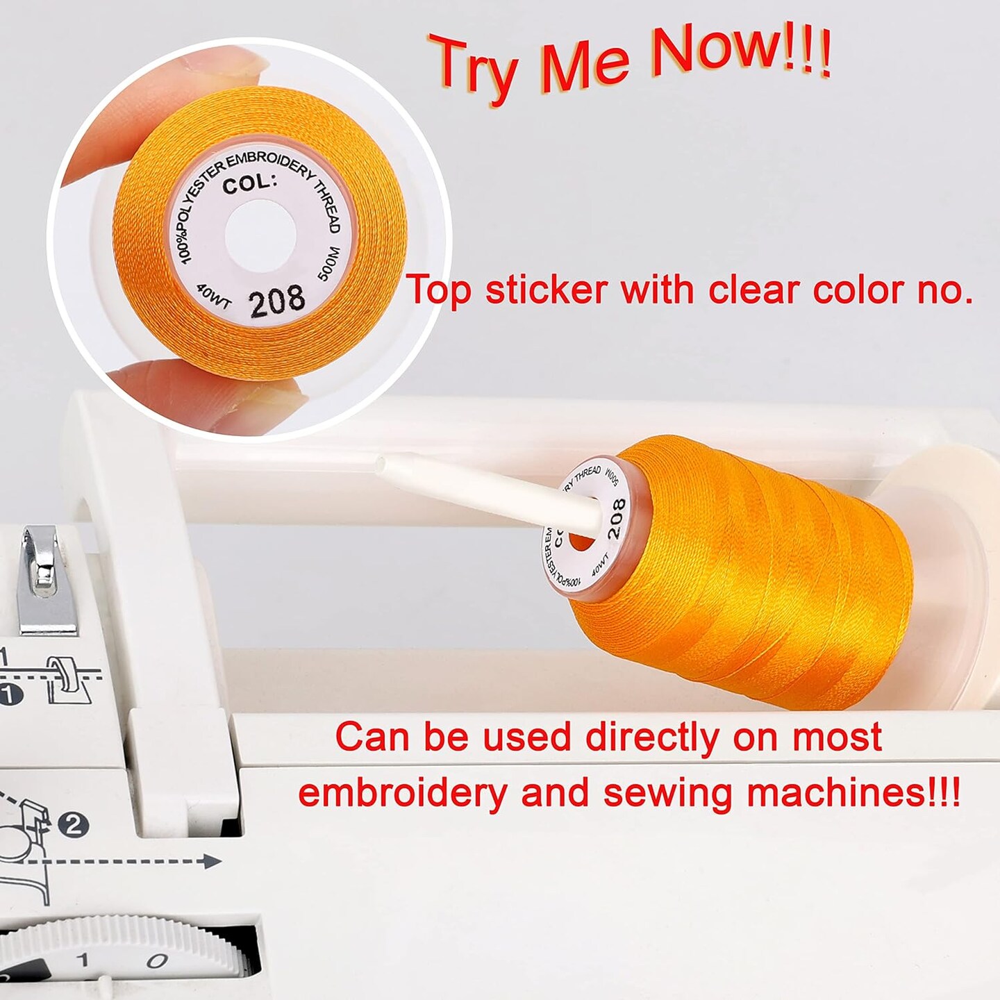 63 Colors Polyester Machine Embroidery Thread Kit 500M