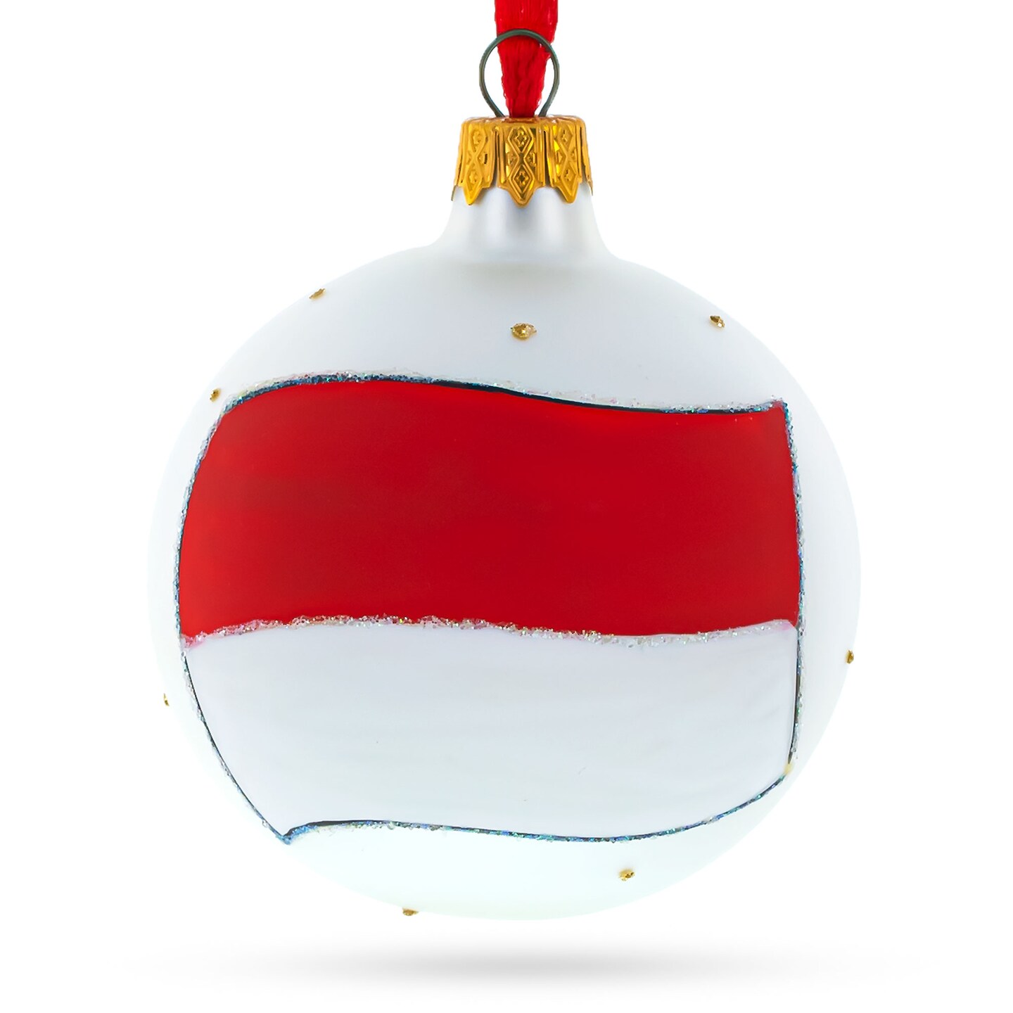 Flag of Indonesia Glass Ball Christmas Ornament 3.25 Inches