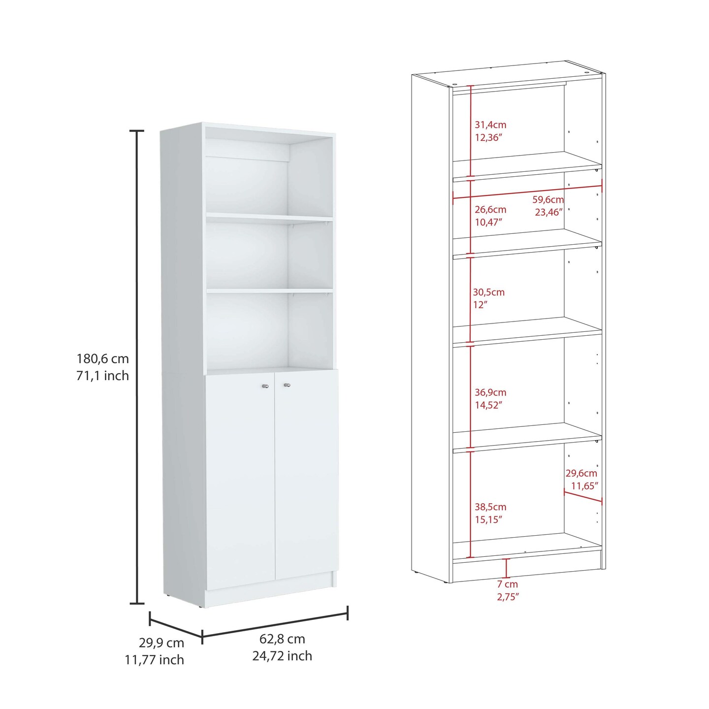 Modern 2-Door Bookcase - 70.6 | Stylish Storage