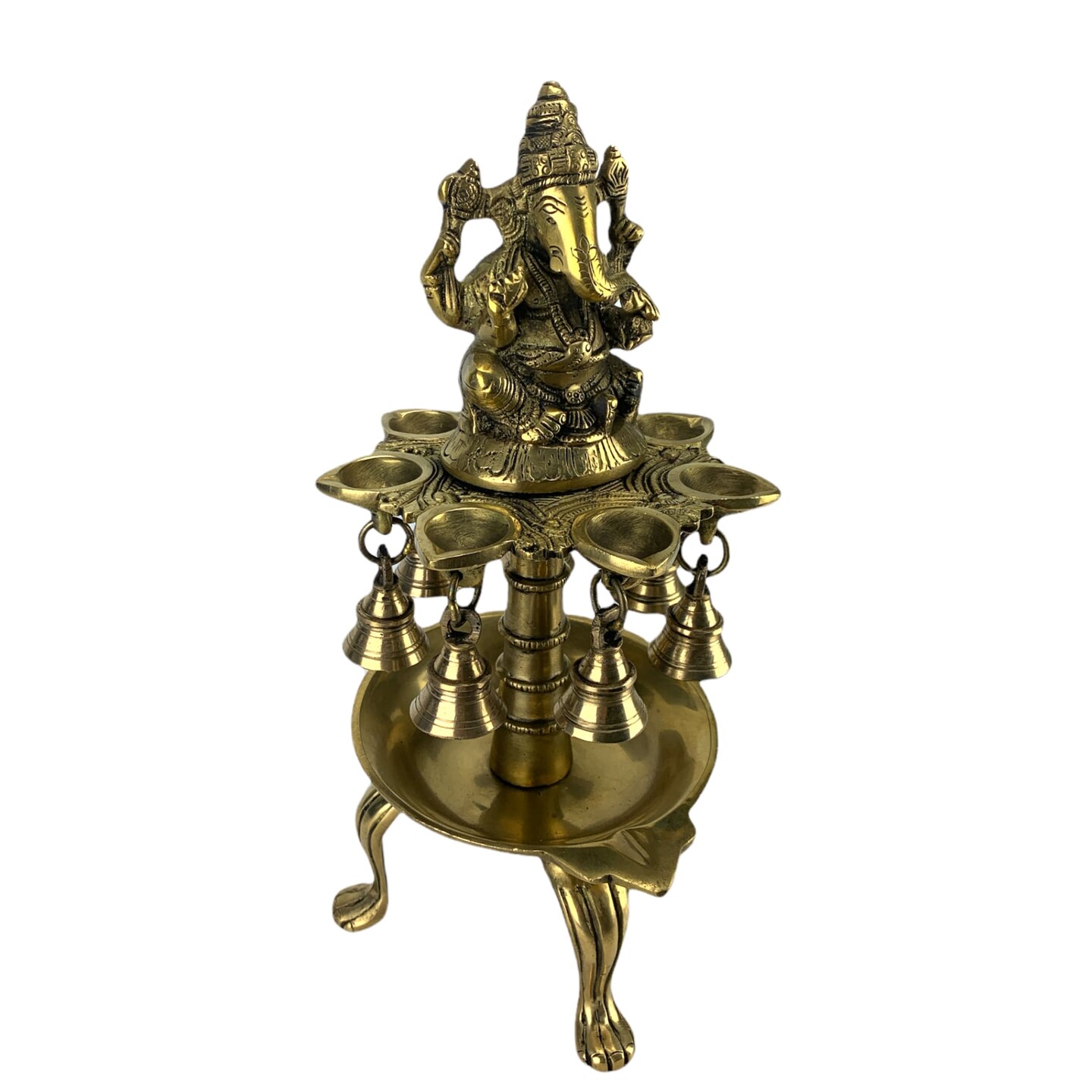 Ganesh Brass Oil Tall Diya, Diya for Home Decor, Samai Diya, Diwali Decor, Brass Oil Diya Lamp, Altar Temple Decor, Brass Oil Lamp, Kathu Vilakku, Pooja Diya