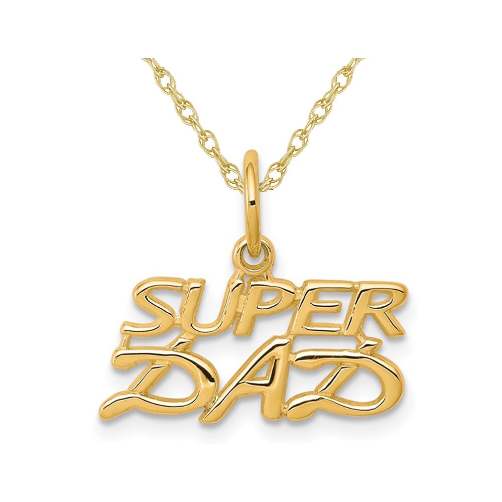 Gem And Harmony 10K Yellow Gold Super DAD Charm Pendant Necklace with Chain