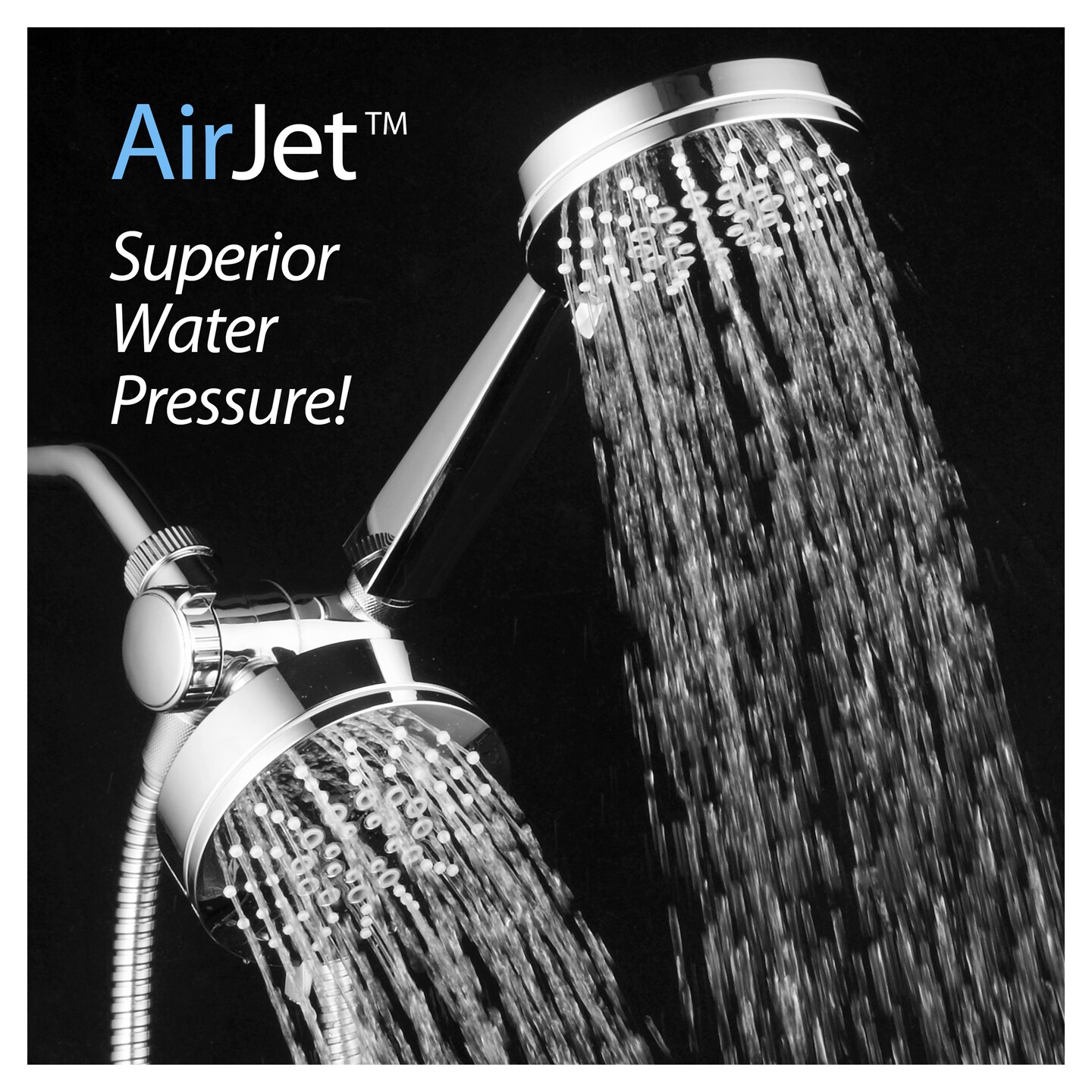 Airjet High Pressure 3 Way Shower Combo Chrome 34 Settings Handheld Showerhead