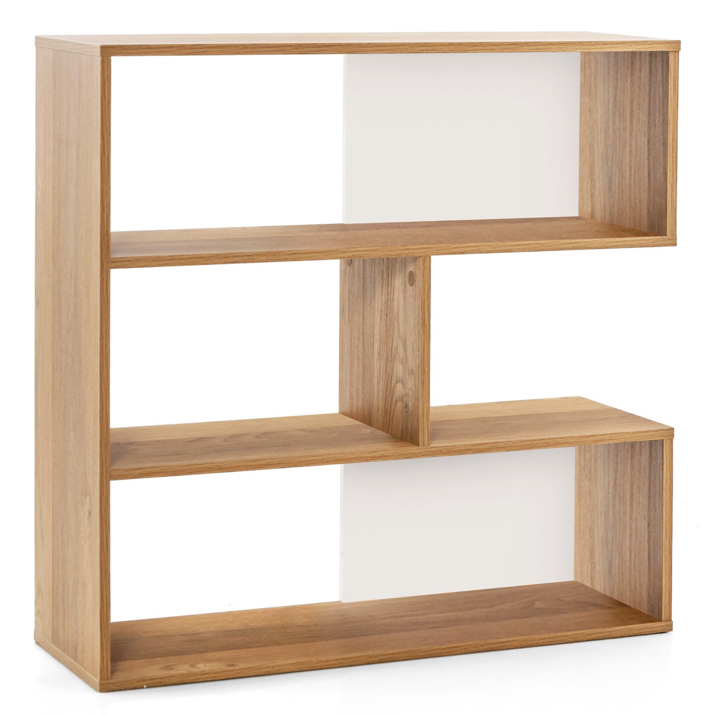 3 Cube Open Shelf Natural Engineered Wood Geometric Design Stable Storage Unit