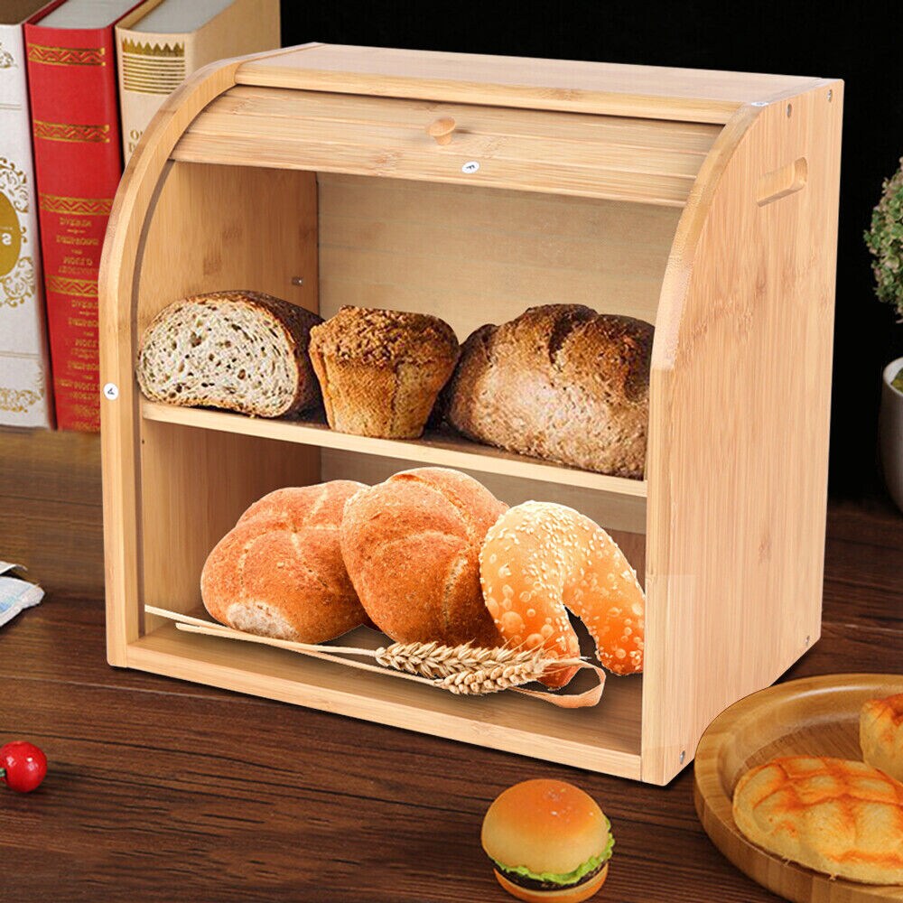 Large Countertop Wood Bread Box