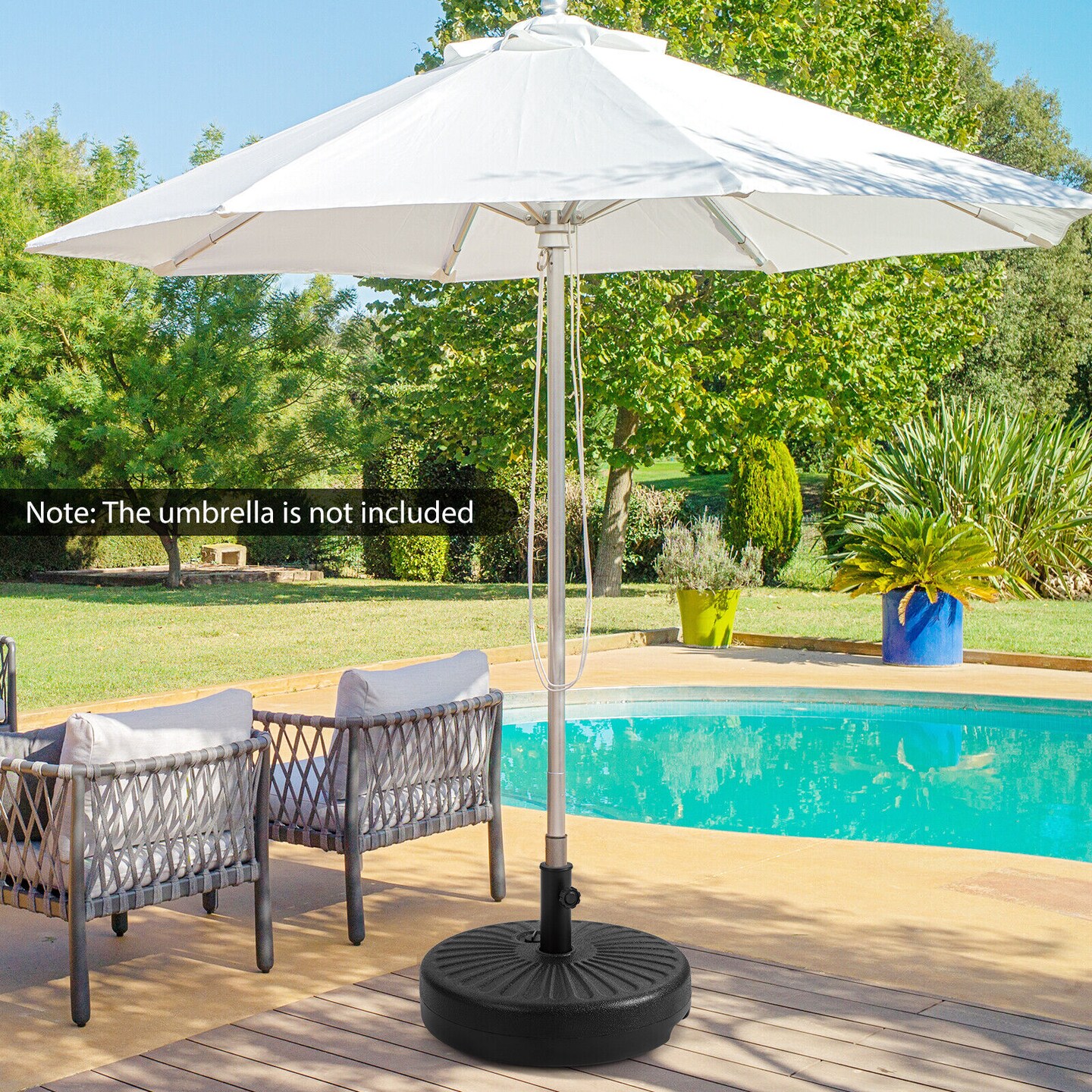 20 Inch Fill-able Heavy-Duty Round Umbrella Base Stand with Metal Supporting Pole