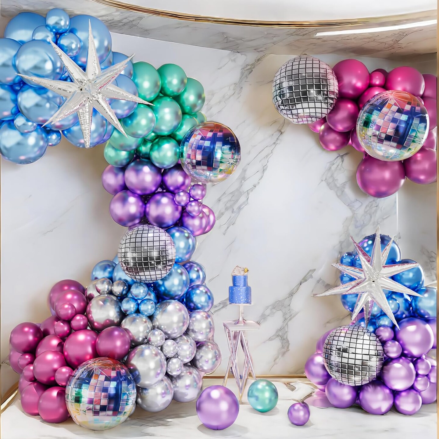 Metallic Balloons Arch Kit, Disco Ball Balloons Decorations, Disco Balloon Arch, Metallic Purple Blue Magenta Hot Pink Silver Green Chrome Balloons Garland, Disco Party Decorations