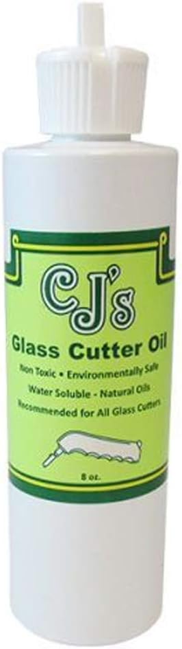 CJ&#x27;s 8oz. Glass Cutting Oil - Made for All Oil Fed and Dry Wheel Cutters - Makes Even The Most Intricate of Cuts Easier - Environmentally Friendly - Convenient Pour Spout