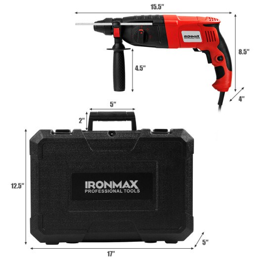 Electric Rotary Hammer Drill with Bits and Case