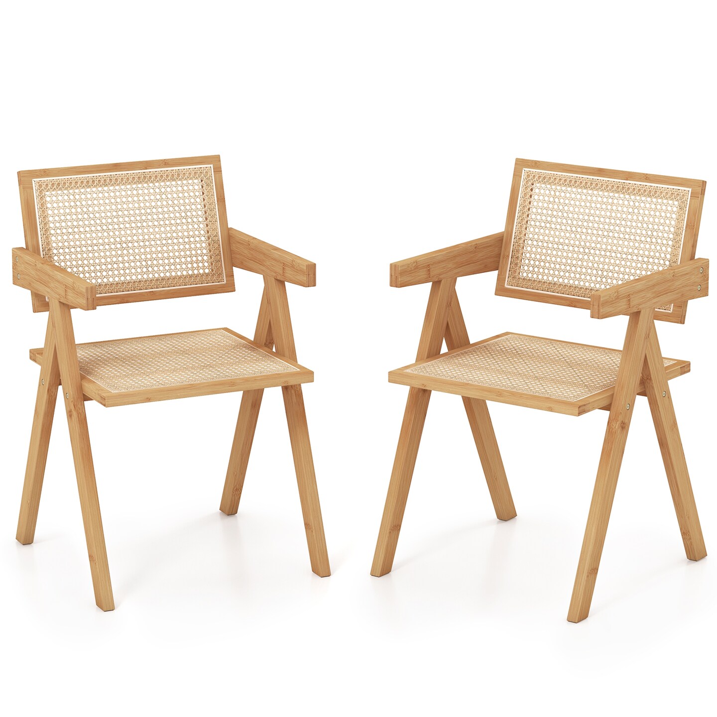 Wicker Rattan Dining Chair with Armrest and Backrest Polyester Polypropylene polythyelene Natural