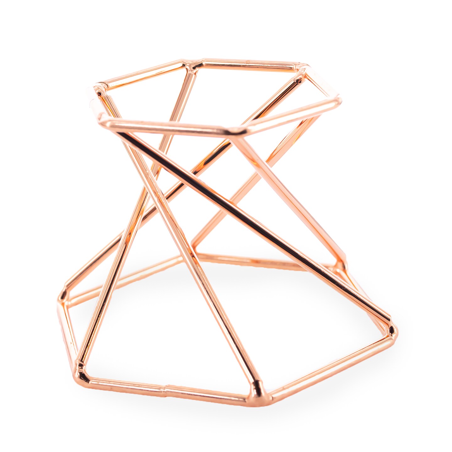 Hexagon Rose Gold Tone Metal Chicken and Goose Egg Stand Holder Display