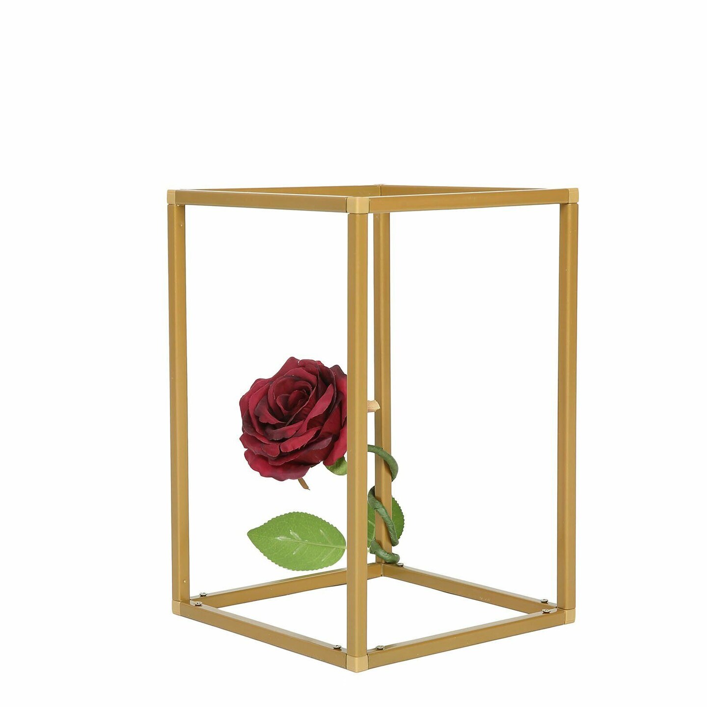 2 pcs 12-Inch tall Gold Matte Metal Geometric Stands Flower Vase Holders