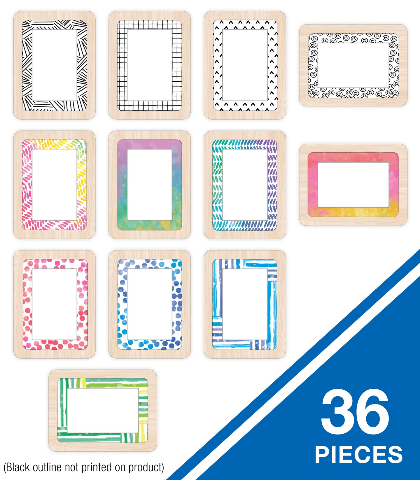 Carson Dellosa Creatively Inspired 36-Piece Boho Frame Cutouts, Colorful Cut Outs for Labels, Bulletin Board Decorations, Name Tags, and Classroom Decor