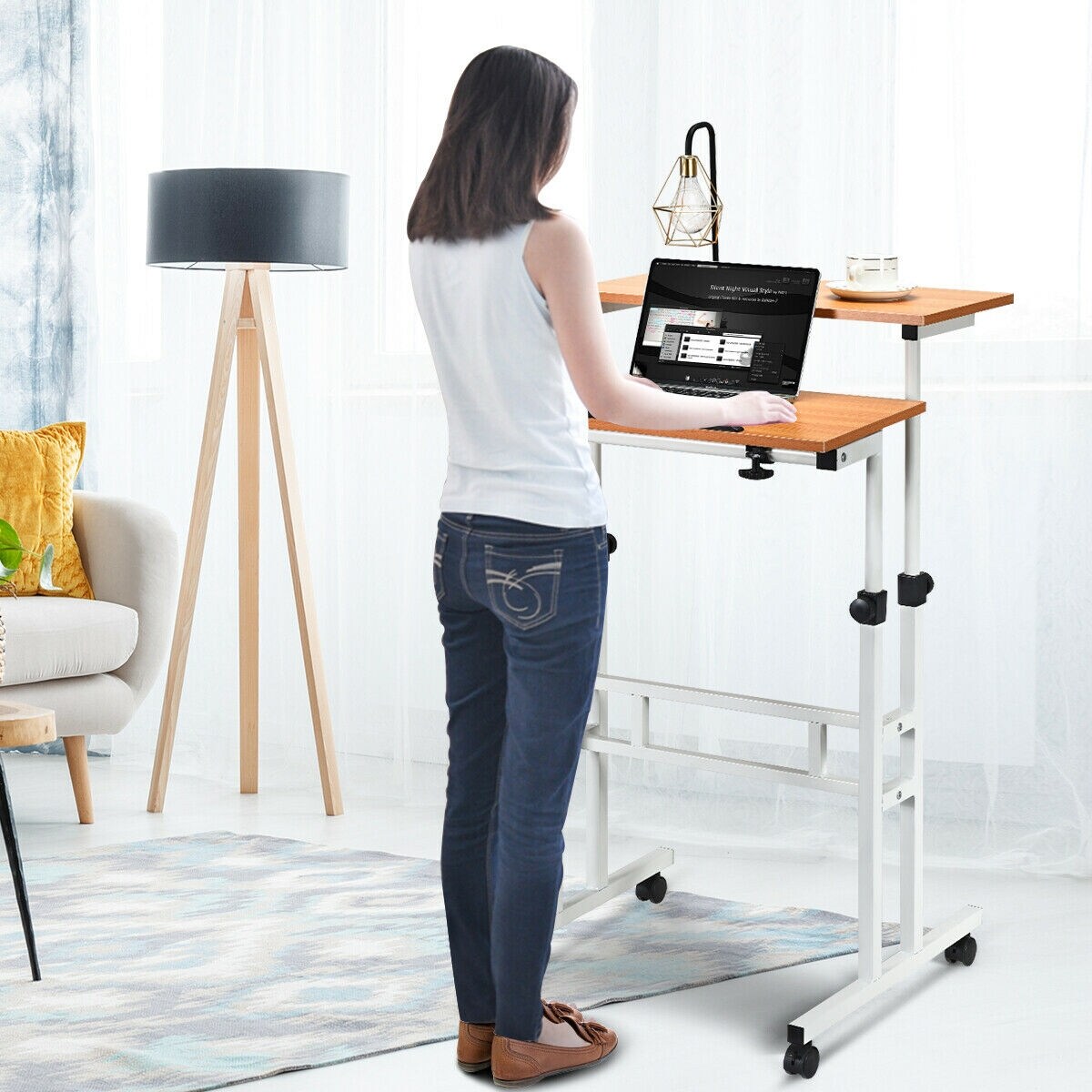 2 In 1 Height Adjustable Sit Standing Computer Desk