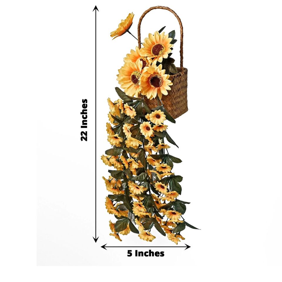 22&#x22; Yellow Silk Sunflower Bush ARTIFICIAL HANGING VINE Garland