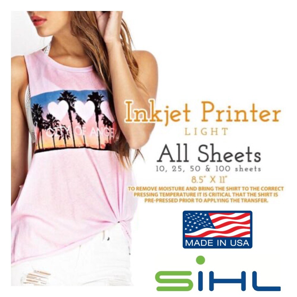 Heat Transfer Inkjet Iron-On White and Light Colored T Shirt Transfers Paper 8.5x11-25 Sheets Red Grid