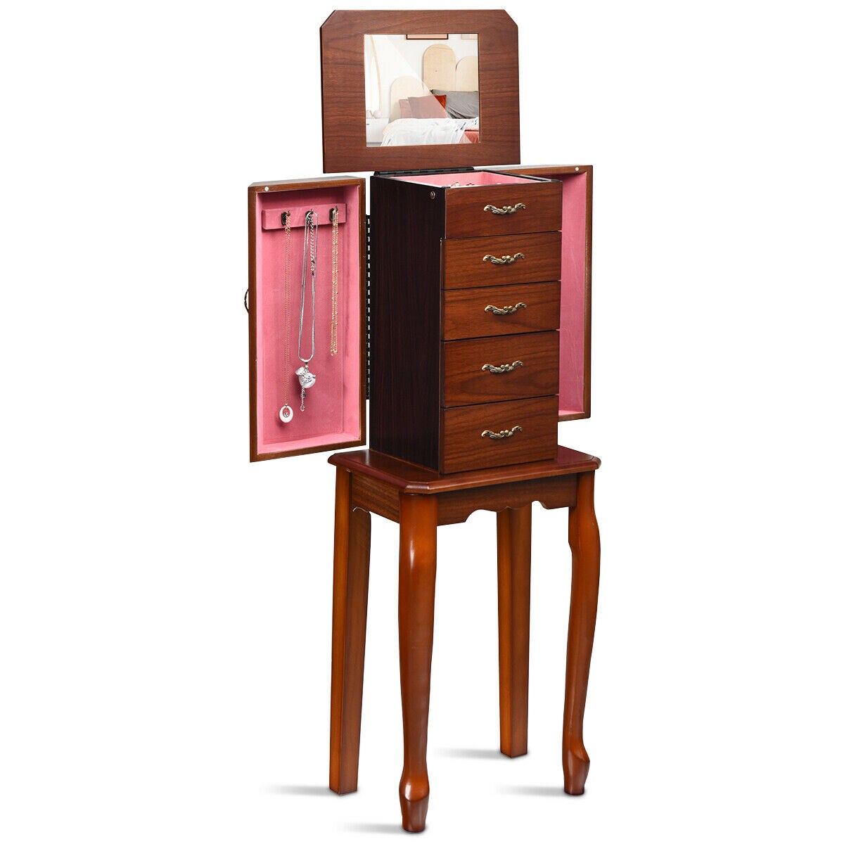 Large Storage Capacity Jewelry Cabinet With 5 Drawers