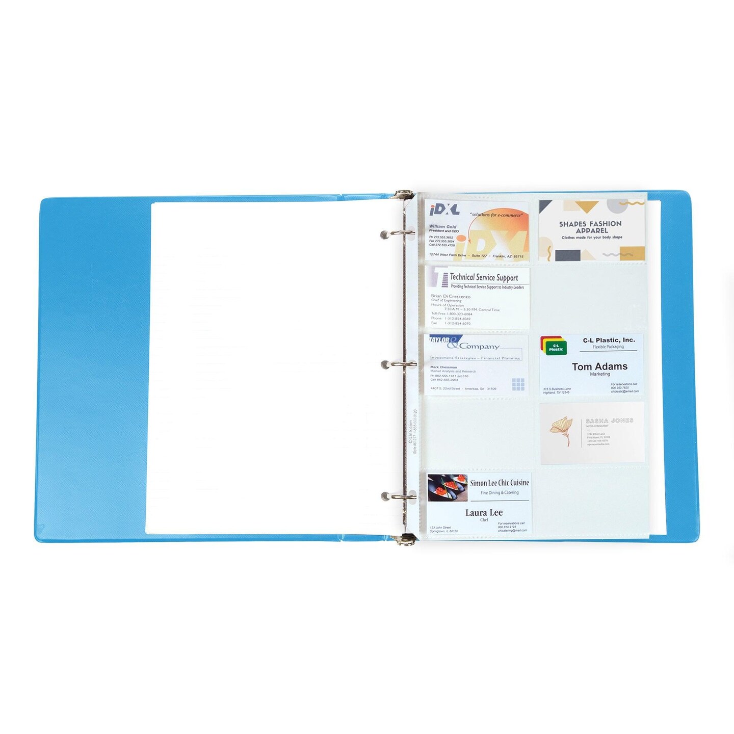 Business Card Holder, Poly without Tabs, Holds 20 Cards/Page, 11-1/4&#x22; x 8-1/8&#x22;, 10 Per Pack, 10 Packs